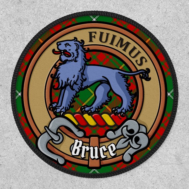 Clan Bruce Crest over Hunting Tartan Patch (Front)