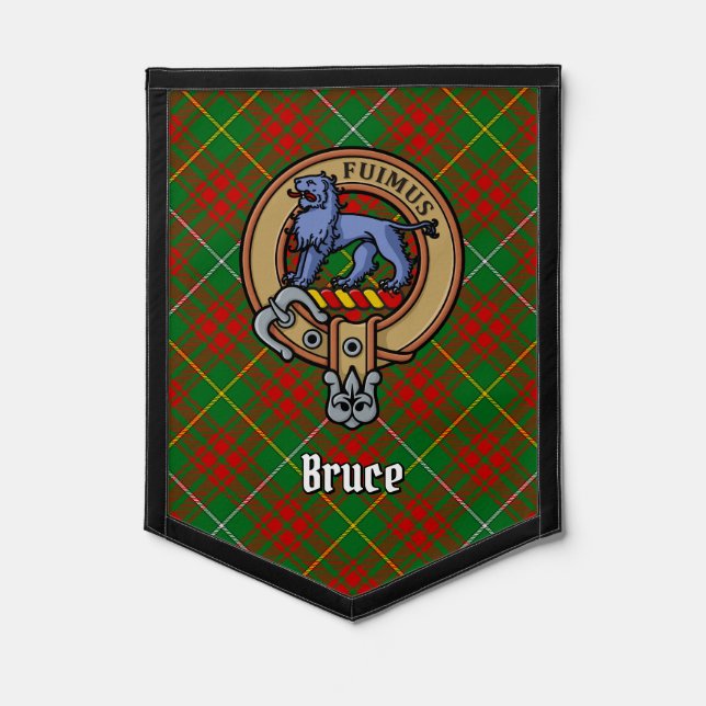 Clan Bruce Crest over Hunting Tartan Pennant (Front)
