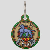 Clan Bruce Crest over Hunting Tartan Pet ID Tag