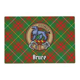 Clan Bruce Crest over Hunting Tartan Placemat