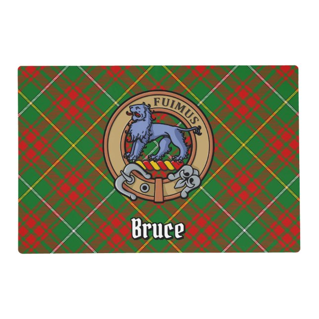 Clan Bruce Crest over Hunting Tartan Placemat (Front)