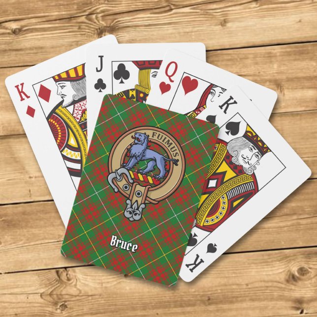 Clan Bruce Crest over Hunting Tartan Poker Cards (Creator Uploaded)