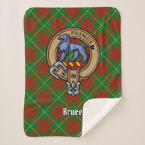 Clan Bruce Crest over Hunting Tartan Sherpa Blanket