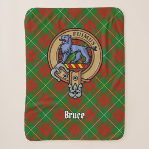 Clan Bruce Crest over Hunting Tartan Sherpa Blanket