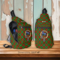 Clan Bruce Crest over Hunting Tartan Sling Bag