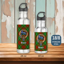 Clan Bruce Crest over Hunting Tartan Stainless Steel Water Bottle