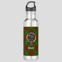 Clan Bruce Crest over Hunting Tartan Stainless Steel Water Bottle