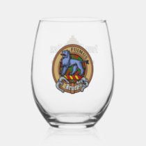 Clan Bruce Crest over Hunting Tartan Stemless Wine Glass