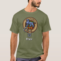 Clan Bruce Crest over Hunting Tartan T-Shirt