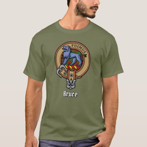 Clan Bruce Crest over Hunting Tartan T_Shirt