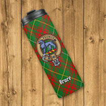 Clan Bruce Crest over Hunting Tartan Thermal Tumbler