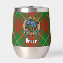 Clan Bruce Crest over Hunting Tartan Thermal Wine Tumbler