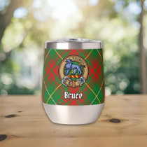 Clan Bruce Crest over Hunting Tartan Thermal Wine Tumbler