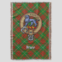 Clan Bruce Crest over Hunting Tartan Throw Blanket