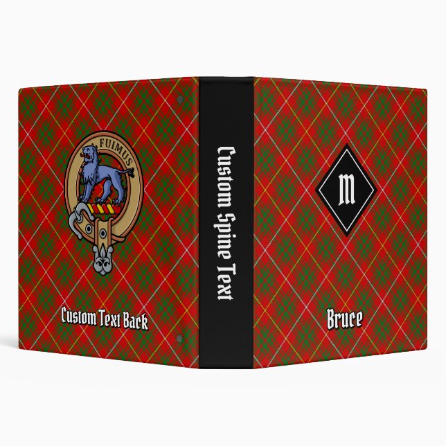 Clan Bruce Crest over Tartan 3 Ring Binder (Background)