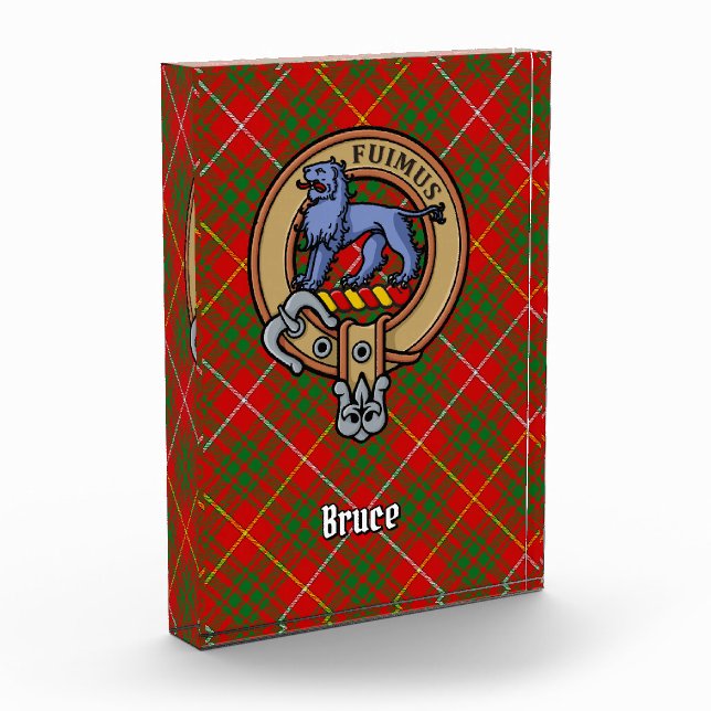 Clan Bruce Crest over Tartan Acrylic Award (Left)