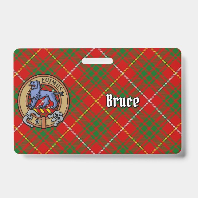 Clan Bruce Crest over Tartan Badge (Front)
