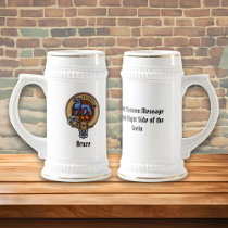 Clan Bruce Crest over Tartan Beer Stein