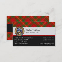 Clan Bruce Crest over Tartan Business Card