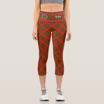 Clan Bruce Crest over Tartan Capri Leggings