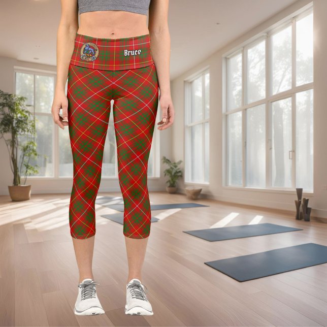 Clan Bruce Crest over Tartan Capri Leggings (Creator Uploaded)