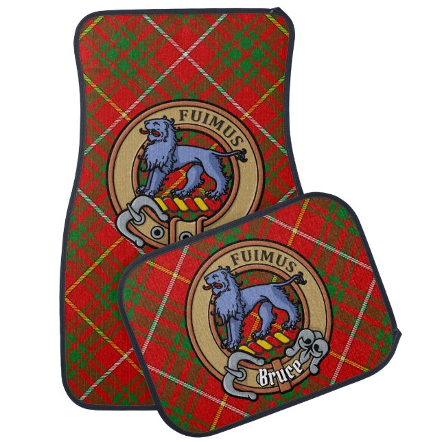 Clan Bruce Crest over Tartan Car Floor Mat (Set)