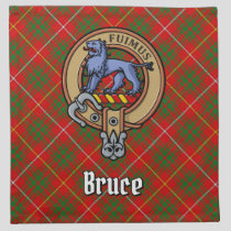 Clan Bruce Crest over Tartan Cloth Napkin