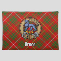 Clan Bruce Crest over Tartan Cloth Placemat