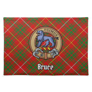 Clan Bruce Crest over Tartan Cloth Placemat