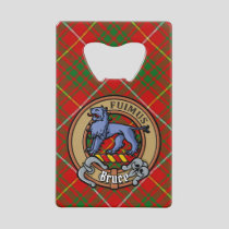 Clan Bruce Crest over Tartan Credit Card Bottle Opener
