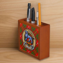 Clan Bruce Crest over Tartan Desk Organizer