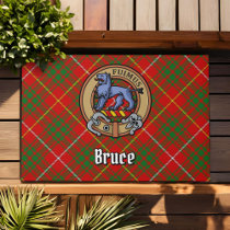 Clan Bruce Crest over Tartan Doormat