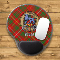 Clan Bruce Crest over Tartan Gel Mouse Pad