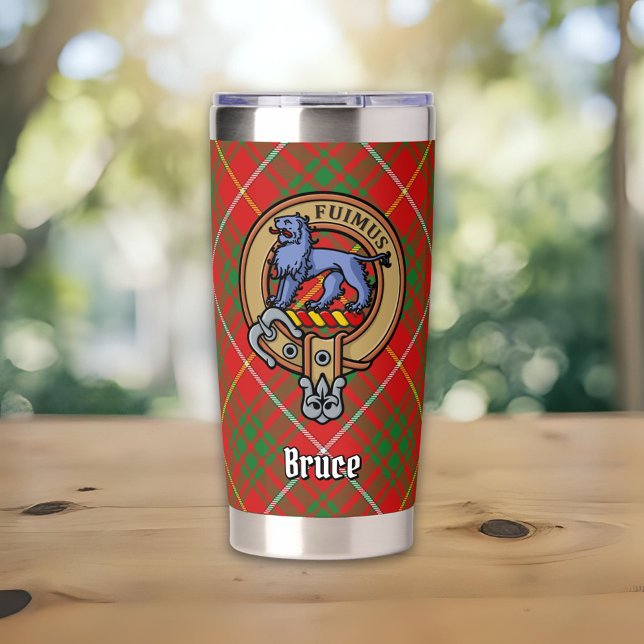 Clan Bruce Crest over Tartan Insulated Tumbler (Creator Uploaded)