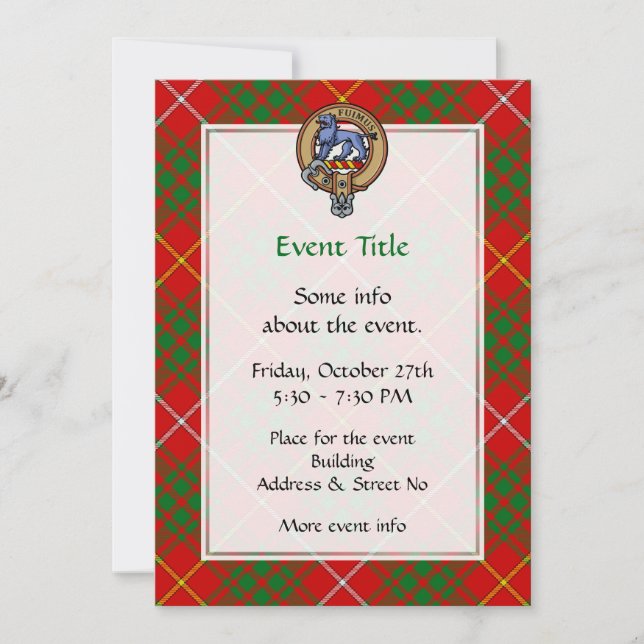 Clan Bruce Crest over Tartan Invitation (Front)