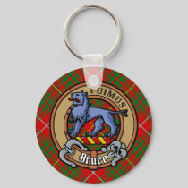 Clan Bruce Crest over Tartan Keychain