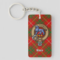 Clan Bruce Crest over Tartan Keychain