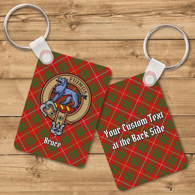 Clan Bruce Crest over Tartan Keychain (Creator Uploaded)