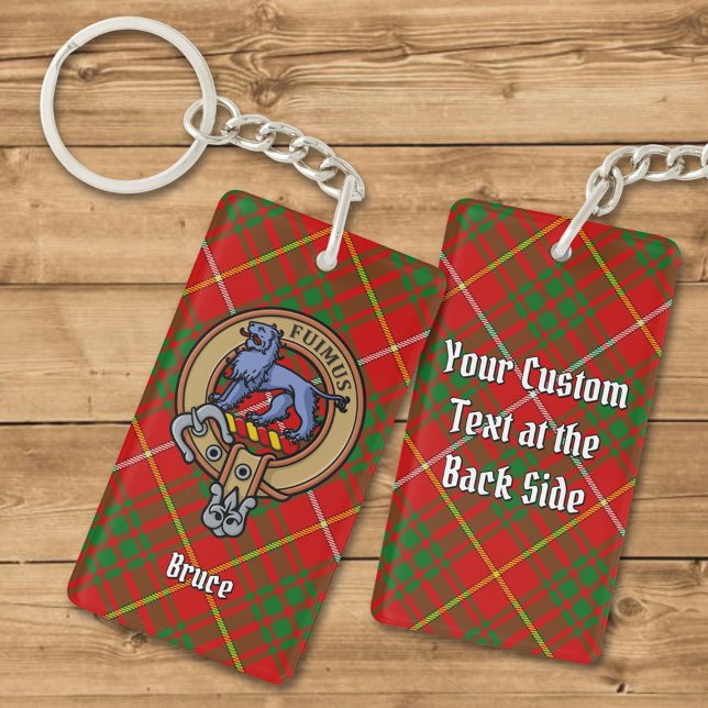 Clan Bruce Crest over Tartan Keychain (Creator Uploaded)
