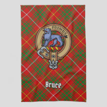 Clan Bruce Crest over Tartan Kitchen Towel