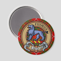 Clan Bruce Crest over Tartan Magnet