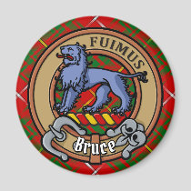 Clan Bruce Crest over Tartan Magnet