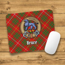 Clan Bruce Crest over Tartan Mouse Pad