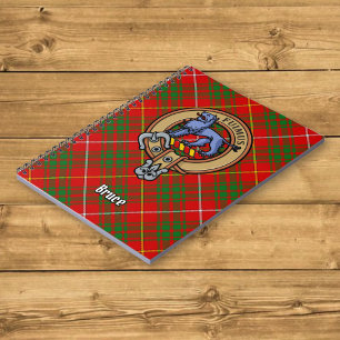 Clan Bruce Crest over Tartan Notebook