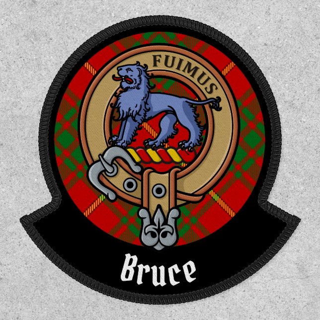 Clan Bruce Crest over Tartan Patch (Front)