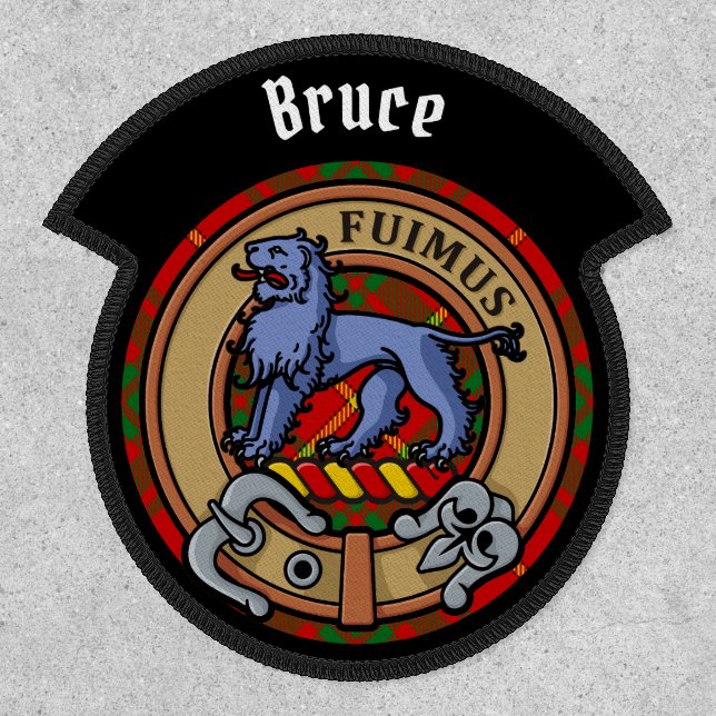 Clan Bruce Crest over Tartan Patch (Front)