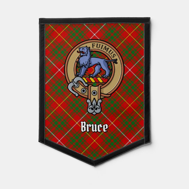Clan Bruce Crest over Tartan Pennant (Front)