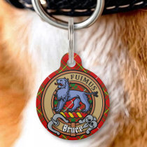Clan Bruce Crest over Tartan Pet ID Tag