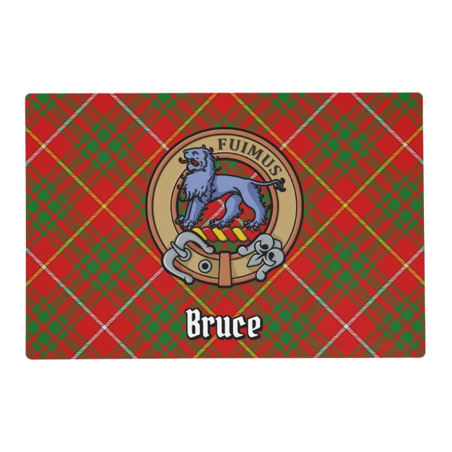 Clan Bruce Crest over Tartan Placemat (Front)