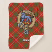 Clan Bruce Crest over Tartan Sherpa Blanket